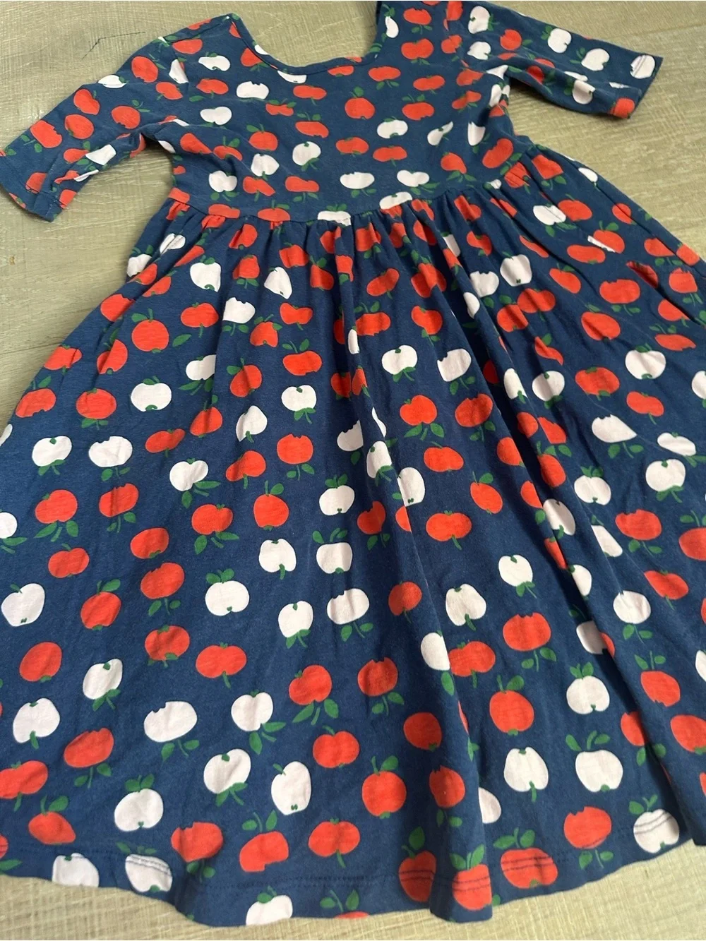 Hanna Andersson Navy Dress with Red & Pink Fruit Motif